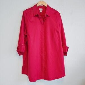 Chico's Wrinkle Resistant Sateen Locklyn Long Sleeves Button Up Shirt Sz XL